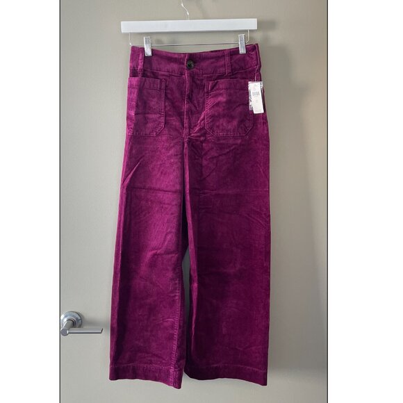 NWT Anthropologie Maeve Colette Cropped Wide Leg Corduroy Pants Violet Size 27 - Picture 3 of 5